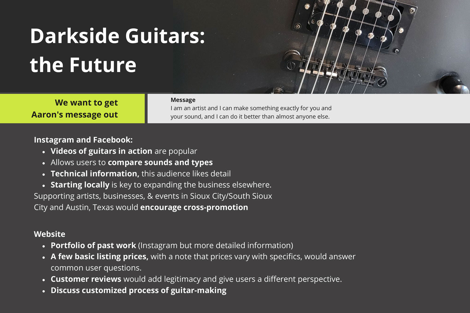 Future for Darkside Guitars: more videos, more details.